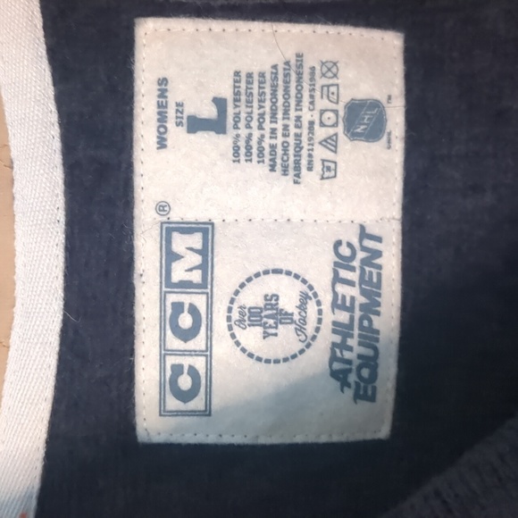 CCM* size L (unisex) sweater cross neck Boston Bruins elbow patch button front - Picture 9 of 13